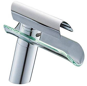 Bathroom Sink taps Slotted Bathroom Basin Sink Hot Cold Taps Mixer Basin Brass Sink Mixer Taps Non-Concussive Bathroom s Glass Waterfall