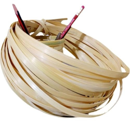 Bandes de Bambou pour le Tissage, Vannerie Fournitures Rotin Panier Matériel, Rouleau de Cannage Tissage En Osier Surface Lisse, Bandes Roseaux pour Bricolage Panier Tissage(7Rouleaux 300CM Long ) ( S