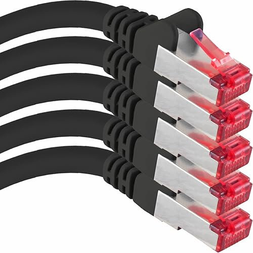 2 M - 5 Stück - Cat6 Ethernet LAN Kabel RJ45 - Schwarz – Hochgeschwindigkeits-Netzwerkkabel für Streaming, Gaming, TV und Computer – Stabil und langlebig – Perfekt für Heimnetzwerk und Büro