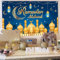 KEPMOV Ramadan Mubarak Banner, Ramadan Dekorationen für Zuhause, Extra große Stoff Blau Gold Eid Mubarak Hintergrund mit Mond Laterne Burgen Photo für Islamische Muslim Al-Fitr Party