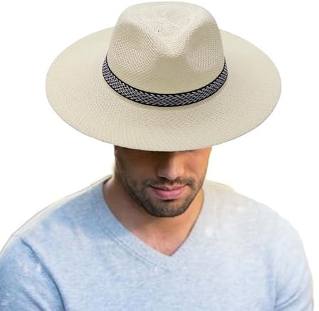 TMRBBesty Strohhüte für männer - Strohhut Herren Panamahut - Sommer-UV-Schutz für Herren – Rollbar & Stilvoll 56-58CM