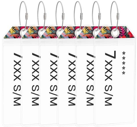 Yizhet 6 Kofferanhänger für Kreuzfahrten mit Blumenmuster, Wasserfest mit Metallband, Transparent, 6 Stück (19 cm x 9 cm)