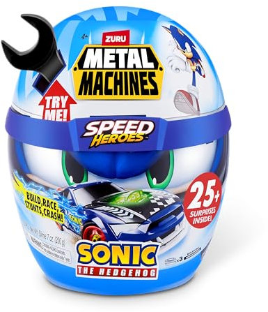 Zuru Metal Machines by Metal Machines Speed Heroes di ZURU, più di 25 sorprese all’Interno, costruisci e Lancia la Tua Auto da Corsa (Sonic The Hedgehog), Colore, 23.5 Zentimeter, 67128
