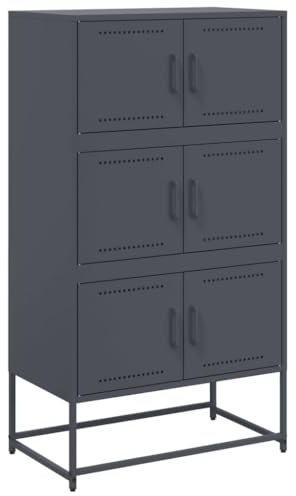 vidaXL Sideboard, Kommode mit Stauraum Tür, Beistellschrank für Wohnzimmer Schlafzimmer, Anrichte Highboard, Industrie-Stil, Anthrazit Stahl