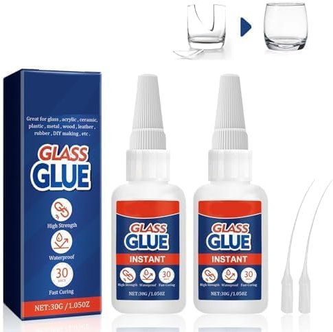 Allony Glaskleber Transparent, Starker Kleber, Super Glue Universal für Holz, Glas, Keramik, Metall, Kunststoff, Gummi, Basteln, Wasserfest, Hitzebeständig 2er-Pack