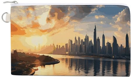 Porte-monnaie New York au coucher du soleil avec porte-clés - Joli porte-monnaie portable avec fermeture éclair pour homme et femme - Style - Taille unique - Motif floral, Style :, Taille unique,