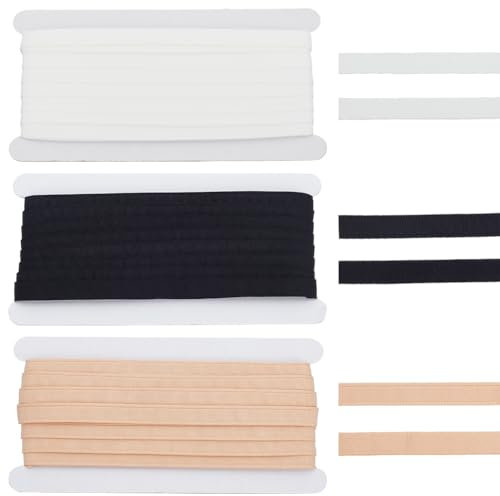 INFUNLY 3 Farbe Korsett Stäbchen Gehäuse 1cm Breit Nylon Plüsch Bügel Kanalband Zum Nähen von BH Korsetts Hochzeitskleidern 0.39 Meter Pro Farbe (Schwarz Weiß Hautton)