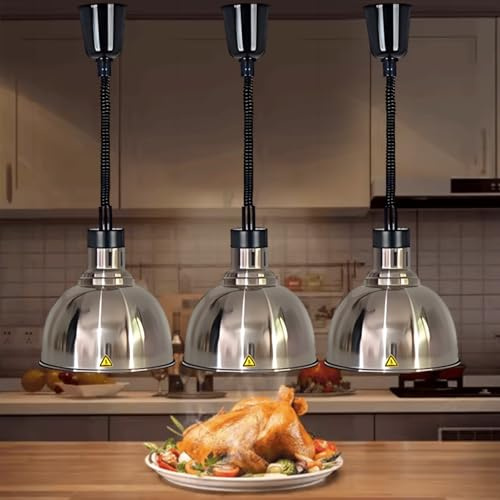 Aocay Lampada Riscaldante per Alimenti, 60-180cm Altezza Regolabile | Sospeso Lampade Scaldavivande Cucina 19 cm/25 cm, Lampade Riscaldanti per Cucina, Ristoranti, Hotel a Buffet