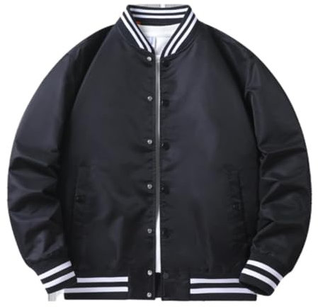 Jacke Herren Jugend Klassisch All-Match Übergangsjacke Herren Casual Leichte Komfortabel Outdoorjacke Herren Regular Fit Mode Langarm Jacke Herren L-Black 3XL