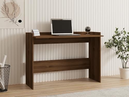 Hanah Home Bureau d'étude scandinave, Noyer, 120 x 85 x 40 cm, Panneau de Particules 100% mélaminé, épaisseur 18 mm, Multi-Usage avec Rangement supplémentaire