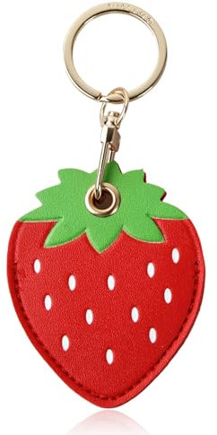 Nivofu Niedlicher Schlüsselanhänger, Cartoon Schlüsselbund, Obst Schlüsselringe, Niedliche Anhänger, Erdbeer Leder Schlüsselkette, Schlüsselanhänger Auto, Schlüsselring, Lederetui für Zugangskarte