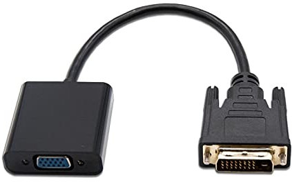glowster Conversor DVI 24+1 a VGA HDB15, 10 cm, Negro, Ideal para conectar Dispositivos con Salida DVI a monitores con Entrada VGA.