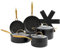 Induction Base Nonstick Pots & Pans Set 9pc Non Stick Kitchen Cookware Black and Gold Saucepan Pot and Frying Pan