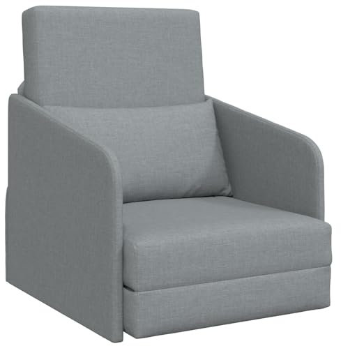 vidaXL Fußboden Schlafsofa 2 In 1 Hellgrau mit abnehmbaren Bezügen kompakte Sitzgelegenheit für Wohnzimmer und Schlafzimmer Multifunktionsstuhl verstellbar Innen zeitgenössisch Person