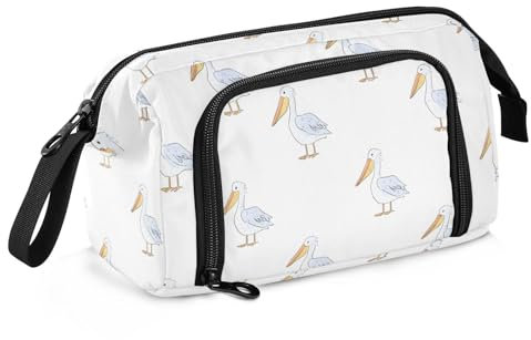 OWFKAY Federmäppchen mit großem Fassungsvermögen, für Schule, Uni, Büro, Organizer für Teenager, Mädchen, Erwachsene, Studenten, Motiv: Pelikanisches Vogelmuster, Pelikan-Vogelmuster, Einheitsgröße