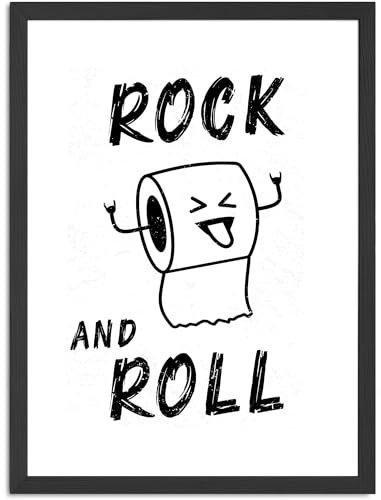 MoonWorks® Poster Bilder Badezimmer Klopapier Zeichnung Wand-Deko Bad WC lustige Sprüche Rock and Roll Digitaldruck