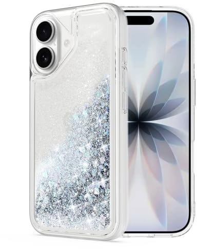 WORLDMOM Kompatibel mit iPhone 17 Hülle Glitzer flüssige,Silber | frauen,flüssigkeit,funkeln,clare TPU,Wasserfall,