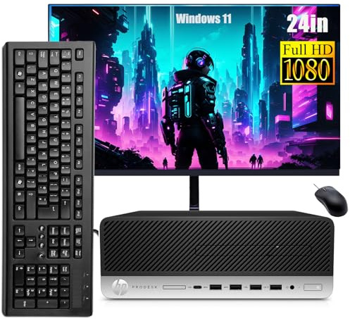 HP ProDesk 600 G3 SFF Ordinateur de bureau avec écran 24 , Intel Core i5-7500, 16 Go de RAM, SSD 512 Go, WiFi, Bluetooth, clavier américain, Windows 11 Pro (reconditionné)