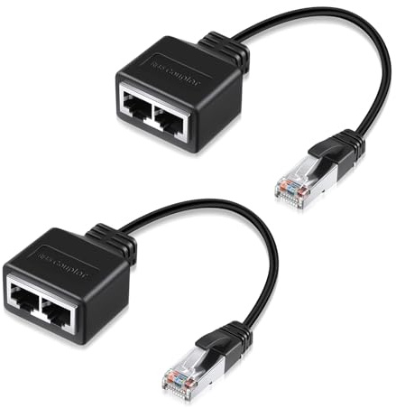 2 Piezas Adaptador Divisor Ethernet RJ45, Adaptador RJ45 1 a 2 Puertos, Compatible con Cat5 Cat5e Cat6 Cat7, Extensor de Red LAN para Router Switch TV Box Ordenador Portátil Conexión de Internet
