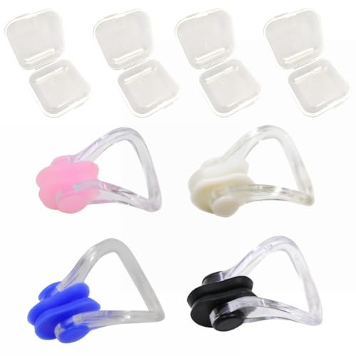 JEYORZY 4 Pièces pince nez en Silicone, pince nez natation, Protecteur de Nez Pour Piscine Natation & Plongée, pince-nez antidérapants pour la natation, Réutilisable Pinces à Nez pour Natation Unisexe