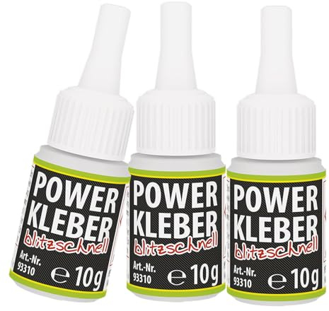 PETEC 3x 93310 Klebstoff, Kunststoffreparatur (10 g) | 93310, Power Kleber blitzschnell