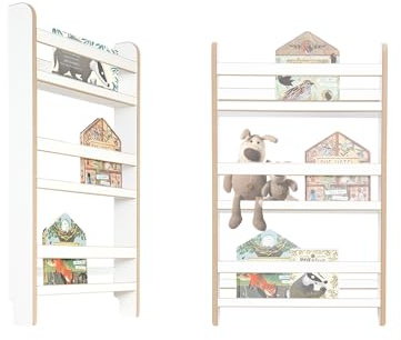MAMOI® Bibliothèque pour Enfants en Panneau à Base de Bois – Caisse à Livres, bibliothèque pour Chambre d’Enfant, Banc à Livres, étagère Murale, Meuble Montessori, étagère pour d’Enfants.
