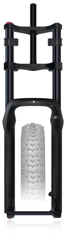 HZXQCVB 26'' E-Bike Forcella con Sospensioni Air Doppia Corona 5,0'' Fat Bike Forcella Anteriore Corsa 170mm Regolazione del Ritorno Perno Passante 15x150mm Freno A Disco(Black)