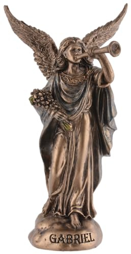 Erzengel Gabriel, Miniatur, aus Kunststein angefertigt, mit Bronzefarbe von Hand bemalt, Veronese Kollektion, 708-78392