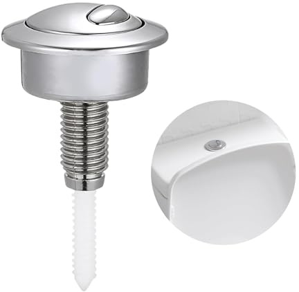 Livoravoli Toilet Flush Button, Universal Dual Flush Silver Round Head Push Button, Toilet Flush System Replacement for Popular UK Toilet Cistern Models, Easy Installation (1pcs)