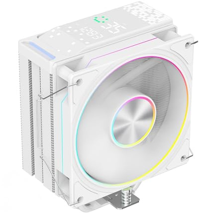 Powercool Typhoon Tower CPU Air Cooler - 120mm ARGB PWM Fan - 6 Heat Pipes - 240W TDP - Live Temp & Fan-Speed Display - AM5/AM4 + LGA 1700/1851/1200/115X - Motherboard Sync Ready | White