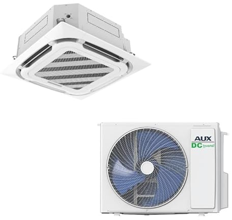 Belvit AUX Klimaanlage Set mit Deckenkassette, 12.000 BTU, Weiß