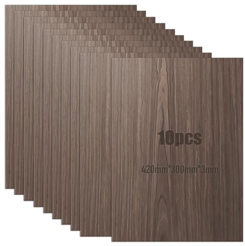 Scettar Sperrholzplatte 3mm A3, 10 Stück walnussholz Holzplatte 420x300mm, Stabil und Formstabil, Zuschnitt nach Maß für Laser, CNC, Laubsäge, Gravur, Basteln, Modellbau