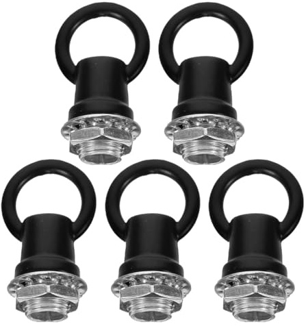 EXAOMBLE Lot de 5 Anneaux M10 en Acier Noir Écrous, Crochets Fermés pour Chaîne Suspendre de Lampes Lourdes, Accessoires pour Fixation de Luminaires et Décorations de Plafonds Hauts