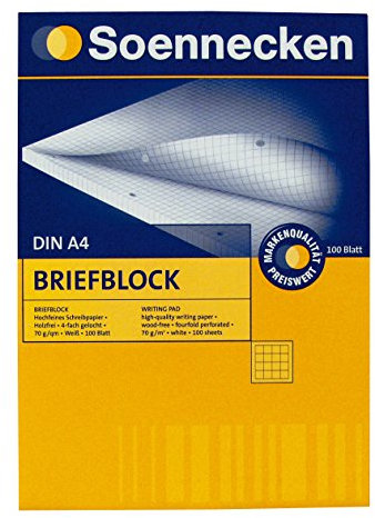 Soennecken Briefblock 2397 DIN A4 4fach gelocht kariert 100Blatt weiß
