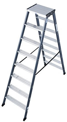 KRAUSE Doppelleiter Sepro D eloxiert, 2 x 8 Stufen, 125859