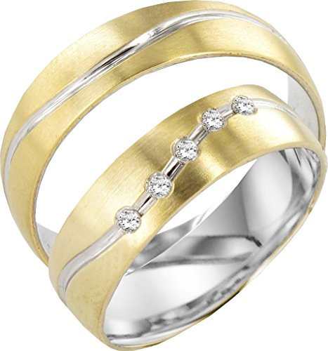 2 Hearts Collection JC TRAURINGE 375er EHERINGE 9 KARAT GELB- & WEIßGOLD J109