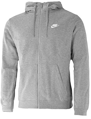 Nike Herren Hoodie M NSW CLUB FZ FT,Grau (Dark Grey Heather/White), L