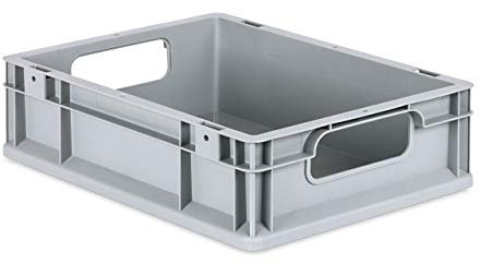 aidB Eurobox NextGen Economy 400x300x120mm – Robuste Aufbewahrungsbox 11L – Stapelbare Kunststoffbox mit offenen Griffen – Plastikbox für Lager, Transport & Aufbewahrung – Industriequalität - Grau