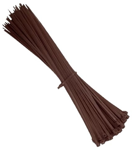 KafTon Pack of 100 Brown Cable Zip Ties, UL Nylon, Perfect for PC, Bicycle Tie Wrap DIY Home Wire Vegetable Garden Office (370mm x 7.6mm) Brown