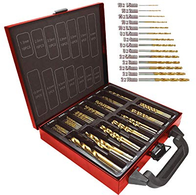 LUMBER JACK 99 Piece Drill Set, HSS Metal Bits, Titanium Coated Drilling Bit, Wood Metal & Plastic