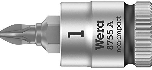 Wera 05003353001 8755 A PZ Zyklop Bitnuss mit 1/4 Zoll-Antrieb, Schwarz, PZ 1 x 28 mm