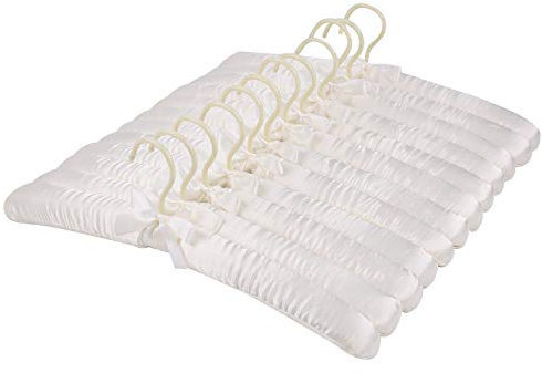 Tosnail 12 Stück Satin gepolsterte Kleiderbügel Schaumstoff gepolsterte Kleiderbügel Kleiderbügel - Elfenbein