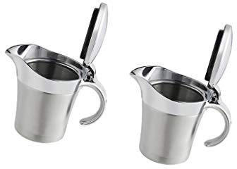 Tubayia Pack of 2 450 ml stainless steel gravy boat, double-walled insulated thermal gravy boat with lid.