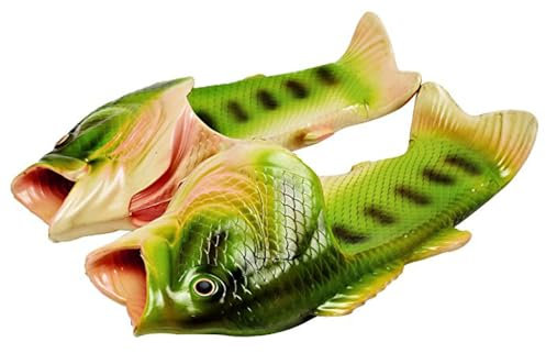 Pesce Forma Spiaggia al Coperto Pantofole Unisex Bagno Slittata Indossare Accogliente Scarpe Creativi Bambini Divertente personalità Animale Sandali(Verde,46/47 EU