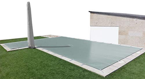 Lona de Invierno para Piscina 8 x 4m más 15 cm por Cada Lado para Anclaje (8,3 x 4,3m) de Color Gris (Exterior) / Gris (Interior) + Saco de Almacenaje de Regalo