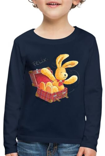 Spreadshirt Felix der Hase im Reiskoffer Kinder Premium Langarmshirt, 110/116 (4 Jahre), Navy