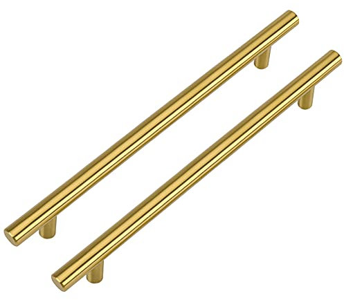 LONTON 10 Stück Schrankgriffe Gold Griffe Goldene Griffe Küche Gold Küchengriffe Griffe Schrank Gold Schrank Griffe 160mm Lochabstand Schrankgriffe Griffe für Küchenschränke