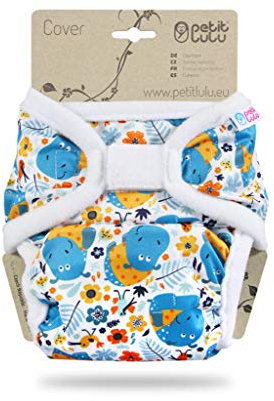 Petit Lulu XL Überhose (12-17 kg) für Stoffwindeln Klett (Flusspferde)