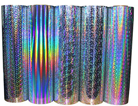 (7,94 €/m²) Hologramm Plotterfolie Glitzerfolie Plottfolie Klebefolie Glitzer Folie Dekofolie Glitter Oilslick Vinyl für Aufkleber Dekor Plotten (Rainbow, 31,5cm x 1m)