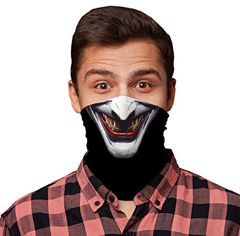 L&S Prints Halloween White Joker Design Snood Neck Tube Neck Warmer Facemask